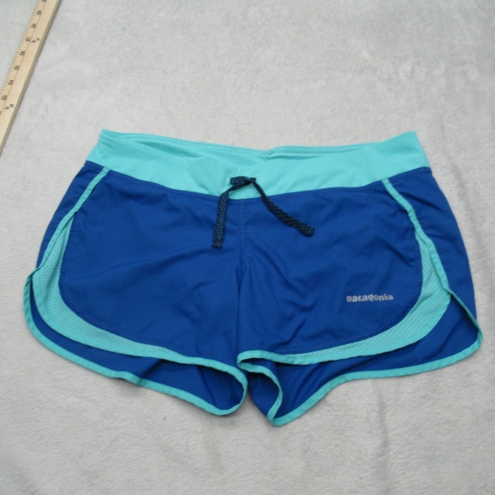 Patagonia‎ Strider Shorts Women Small Blue Drawstring Liner Hiking Gym Run 2.5" - Picture 2 of 16